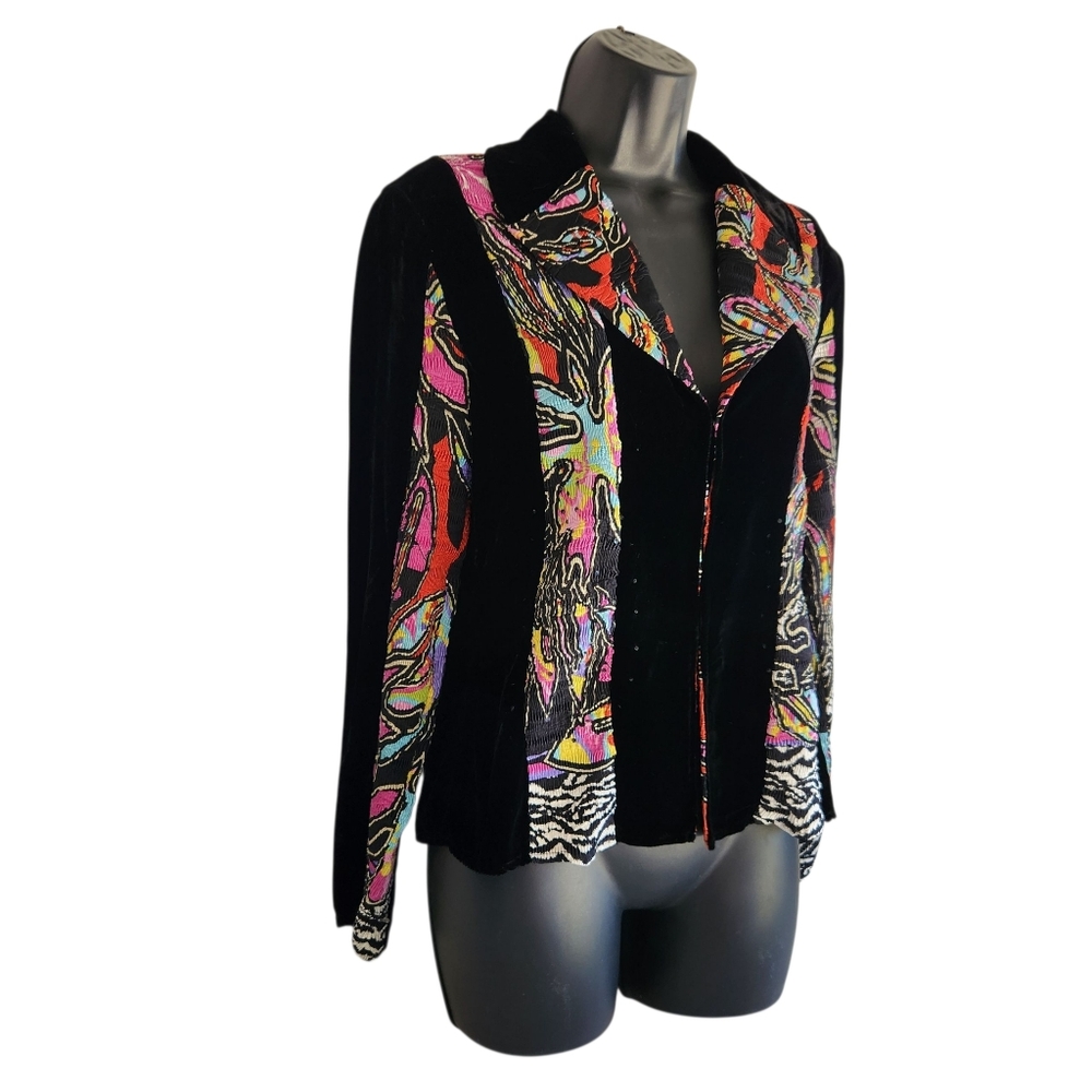 Alberto Makali Crop Velvet and Plise Cardigan Jacket Art to Wear Size M - Picture 7 of 14